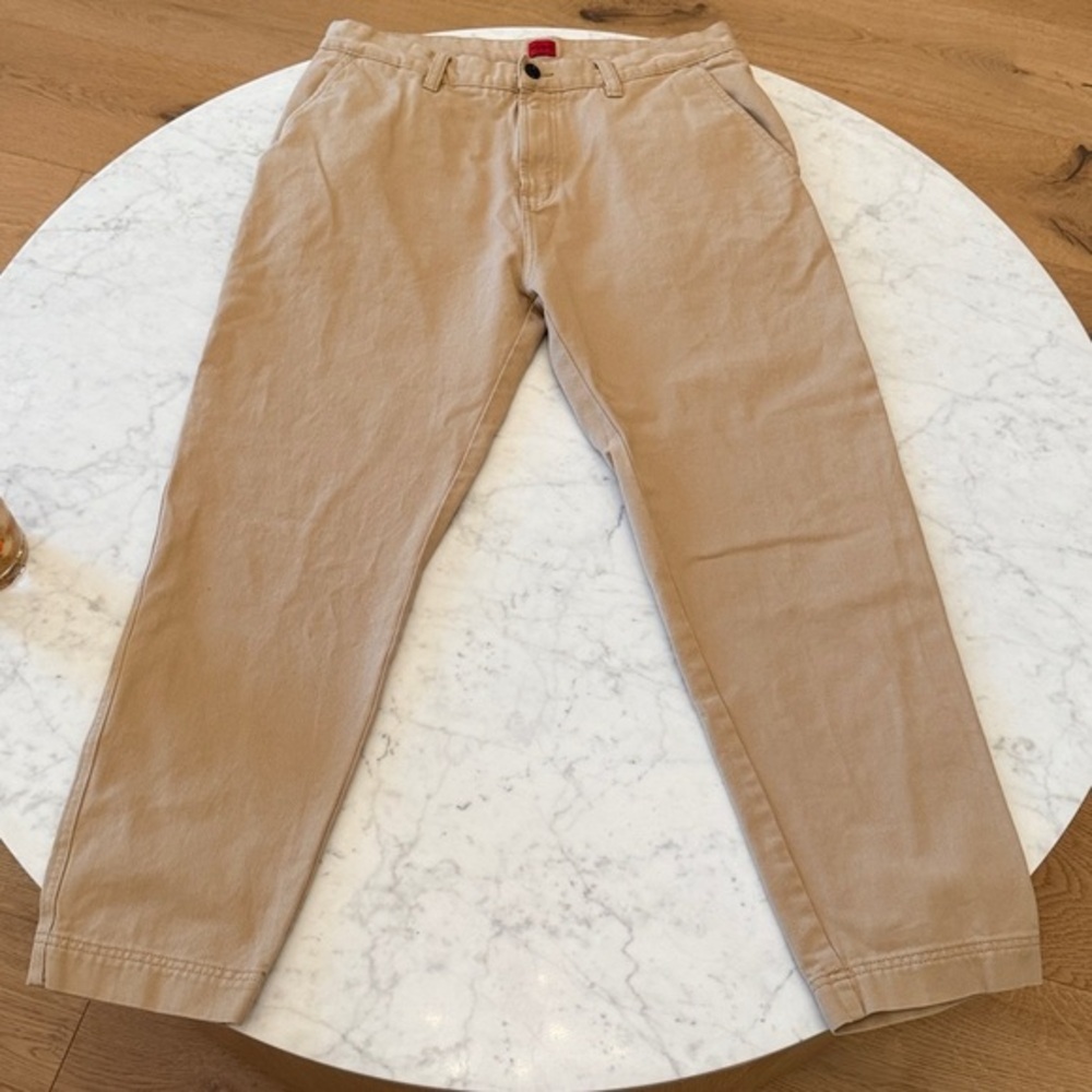 Hugo Boss Mens Tan Chino Pants Waist 34 Casual Cotton Beige